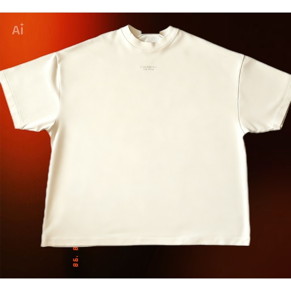 Fear of God Essentials Cream Mock Neck Oversized T Shirt Mens Size‎ L Cotton